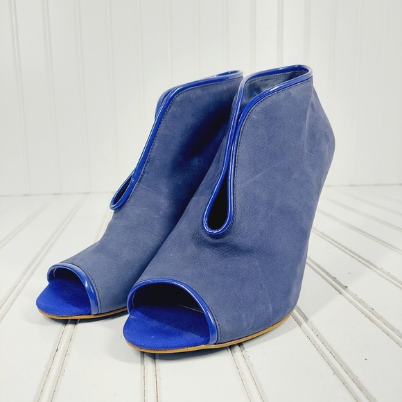 New Rachel Roy Pepino Purple Leather Peep Toe Heels F108 - Picture 2 of 14